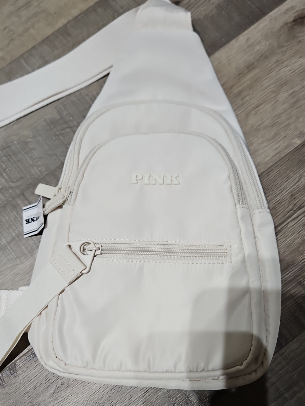 PINK Victoria's Secret Cream Nylon Sling Belt Bag